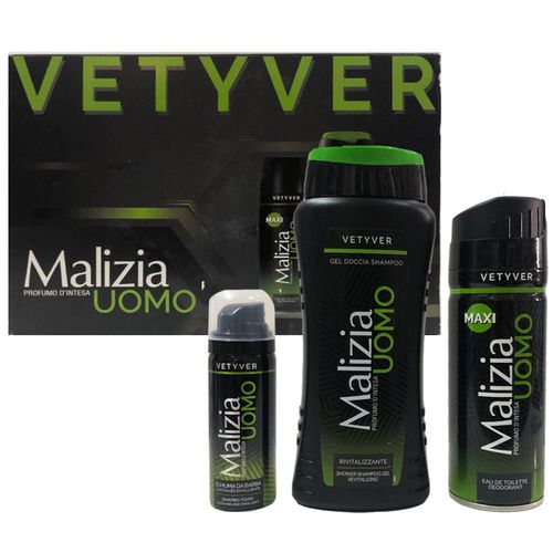  Cofanetto Malizia Vetyver Shower Gel 250ml + Deodorante 175ml + Schiuma da Barba 50ml, fig. 1 